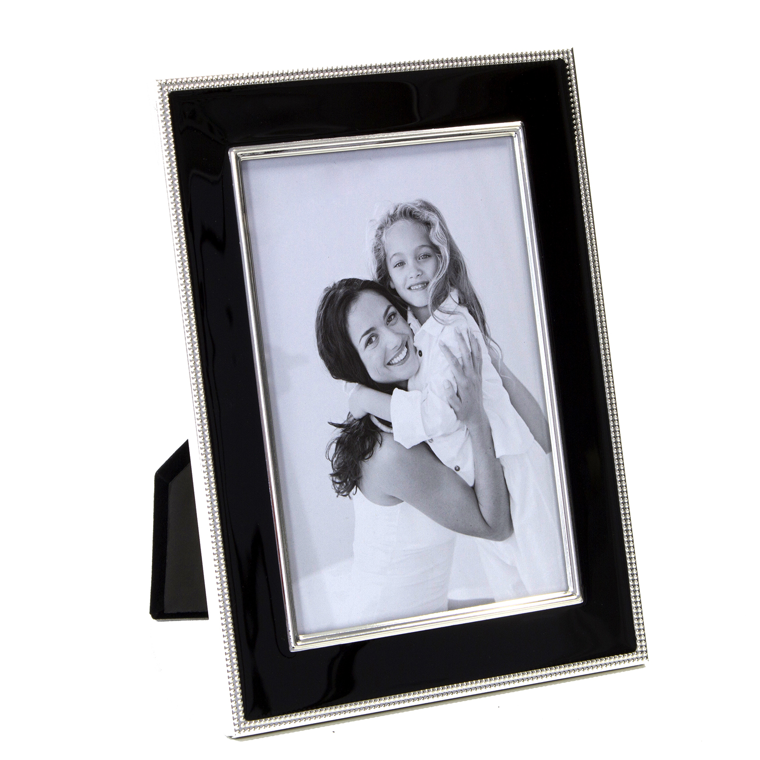 Silver Plated Black Enamel Photo Frame 5" x 7" Home Store + More